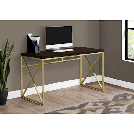 Gfancy Fixtures 29.75 in. Particle Board & Gold Metal Computer Desk GF3100182